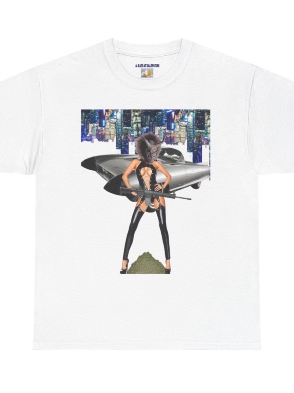 Al Blue designed,White Graphic Kids Tee with Urban Night Collage